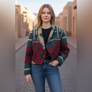 Native American Inspired Colorful Geometric Jacket - 1990s